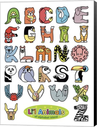 Framed Li&#39;l Animals of Alphabet Island Print