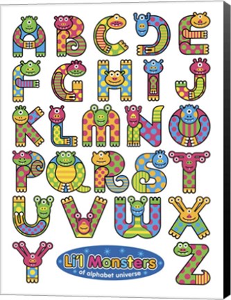 Framed Li&#39;l Monsters of Alphabet Universe Print