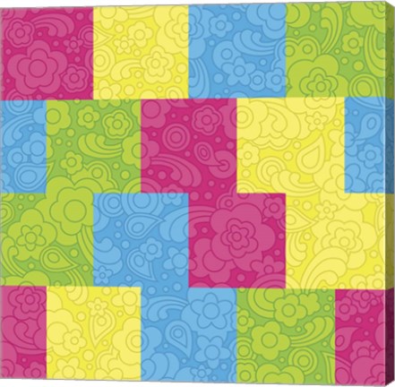 Framed Pixel Paisley Pattern Print