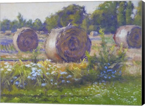 Framed Hay Stacks Print