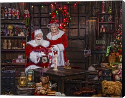 Framed Painting With Mrs Claus Print