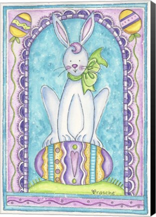 Framed Easter Bunny on Egg Print