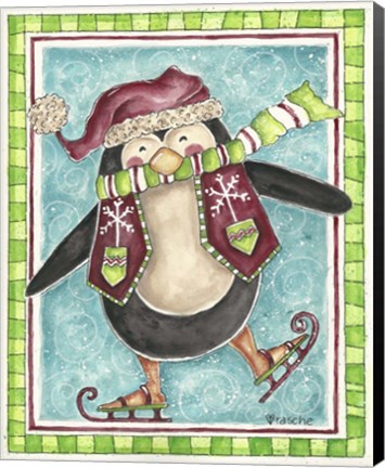 Framed Skating Penguin Print