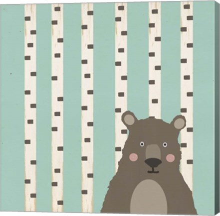 Framed Bear with Birch Trees Print