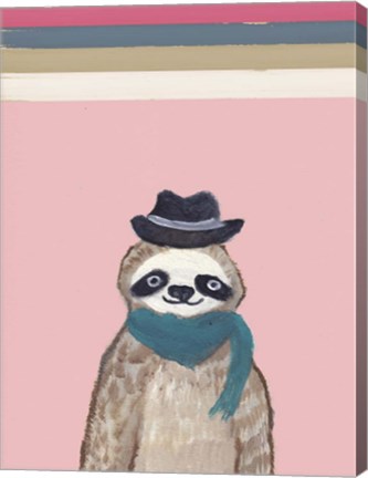 Framed Hipster Sloth with Stripes Print