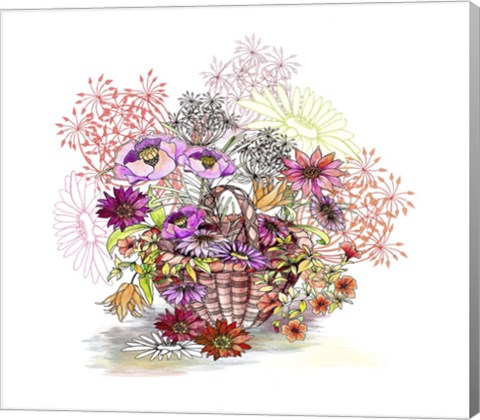 Framed Basket Of Flowers Print