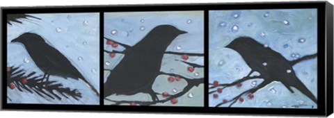 Framed Winter Bird Triptych Print