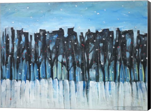Framed Winter Treeline With Berries Print