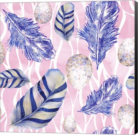 Framed Feather &amp; Egg Pattern I Print