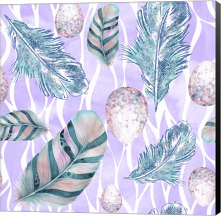 Framed Feather &amp; Egg Pattern II Print