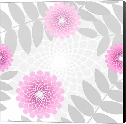 Framed Flowers And Leaves Pattern Pink Print
