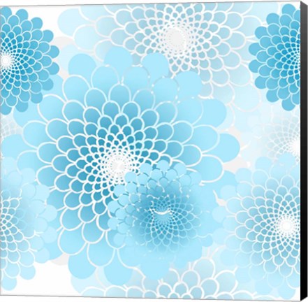 Framed Spiral Flowers Pattern Baby Blue Print