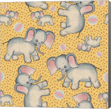 Framed Cute Baby Elephant Pattern Print