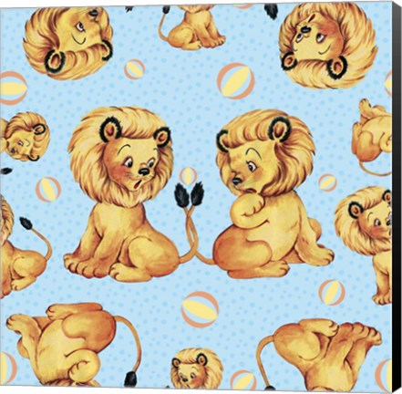 Framed Cute Baby Lion Pattern Print