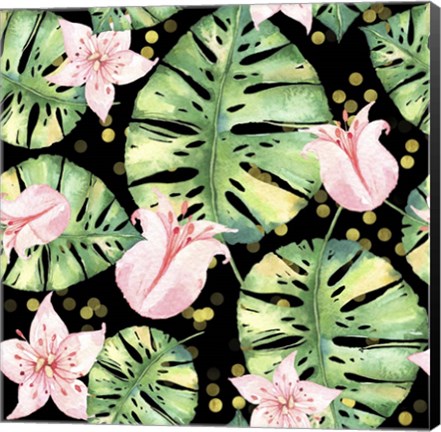Framed Tropical Monstera Floral Pattern Print