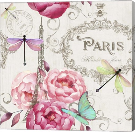 Framed Paris Flower Market Pattern Print
