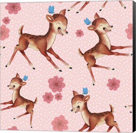 Framed Cute Baby Deer Pattern Print