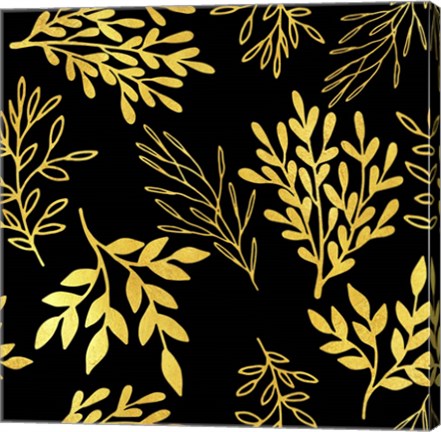 Framed Golden Leaves Pattern Print
