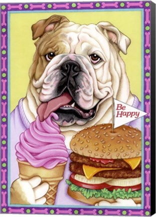 Framed Bulldog Hamburger Print