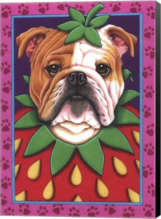 Framed Bulldog Strawberry Print