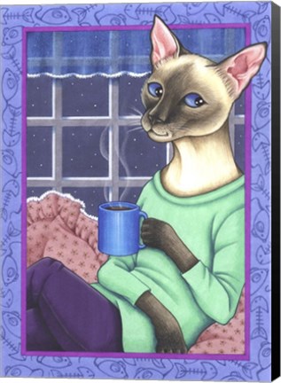 Framed Coffee Cat Print