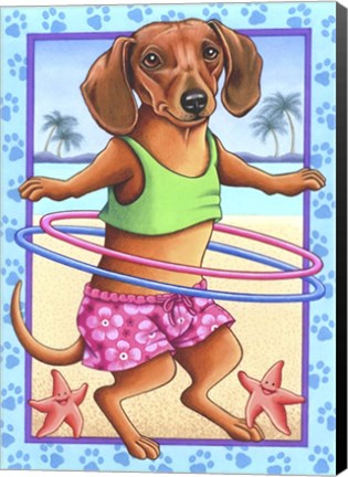 Framed Dachshund Hula Hoop Print