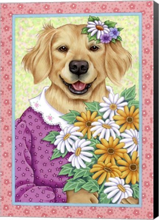 Framed Golden Retriever Bouquet Print
