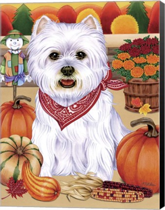Framed Harvest Westie Print