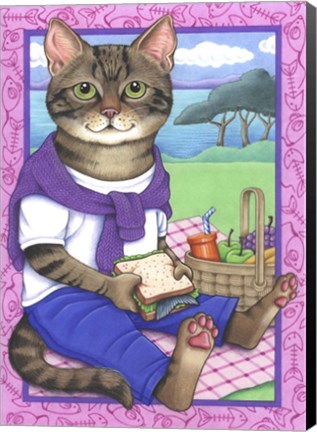 Framed Picnic Cat Print