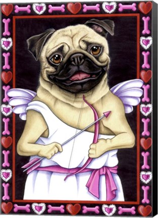 Framed Pug Cupid Print