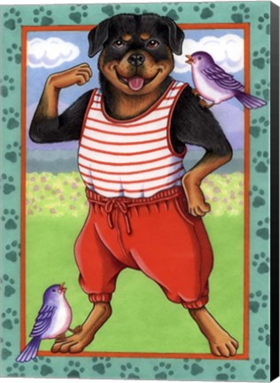 Framed Rottweiler Workout Print