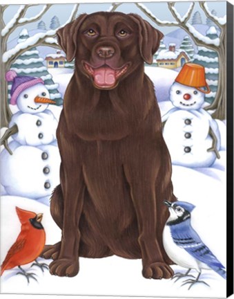 Framed Winter Chocolate Lab Print