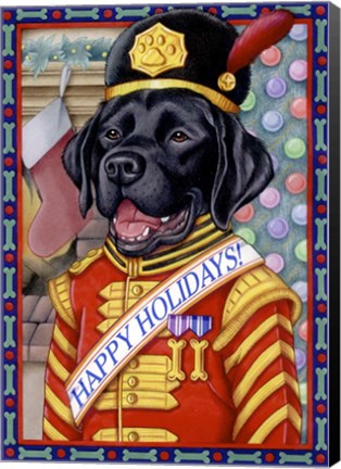 Framed Xmas Black Lab Print