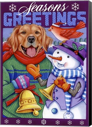 Framed Xmas Golden Retriever Print