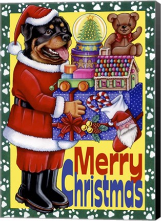 Framed Xmas Rottweiler Print