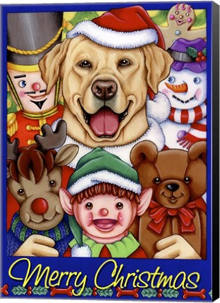 Framed Xmas Yellow Lab Print