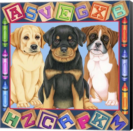 Framed Back To School Pups Print