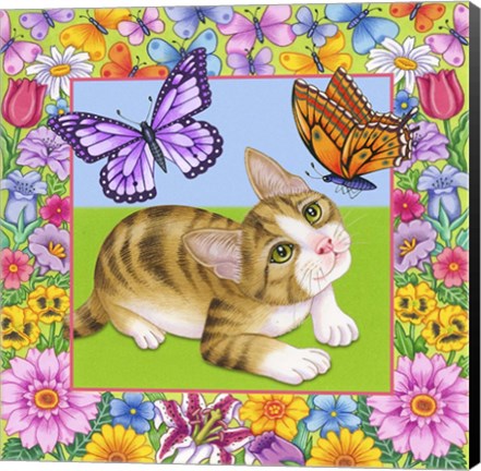 Framed Butterfly Kitten Print