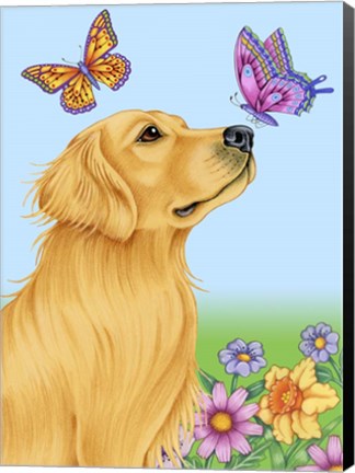 Framed Butterfly And Dog Print