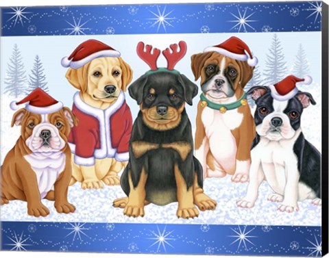 Framed Christmas Pups Print