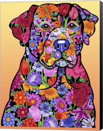 Framed Flower Black Lab Print