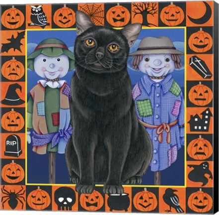 Framed Halloween Black Cat Print