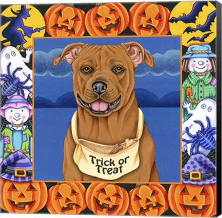 Framed Halloween Pitbull Print