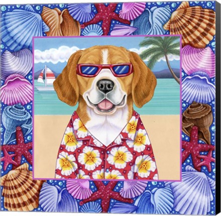 Framed Seashells Beagle Print