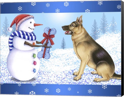 Framed Snowman Dog Print