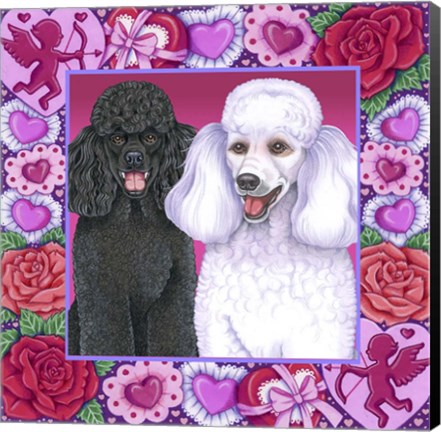 Framed Valentine Poodles Print