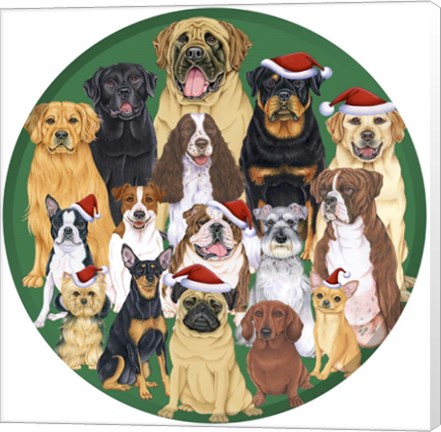 Framed Dog Group Round Print