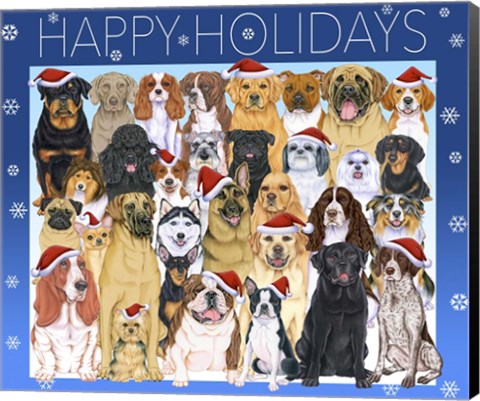 Framed Happy Holidays Dog Group Print