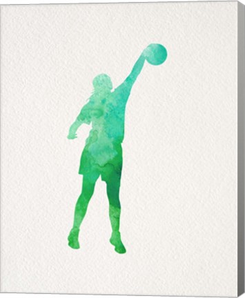 Framed Basketball Girl Watercolor Silhouette Part I Print