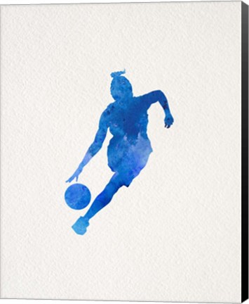 Framed Basketball Girl Watercolor Silhouette Part II Print